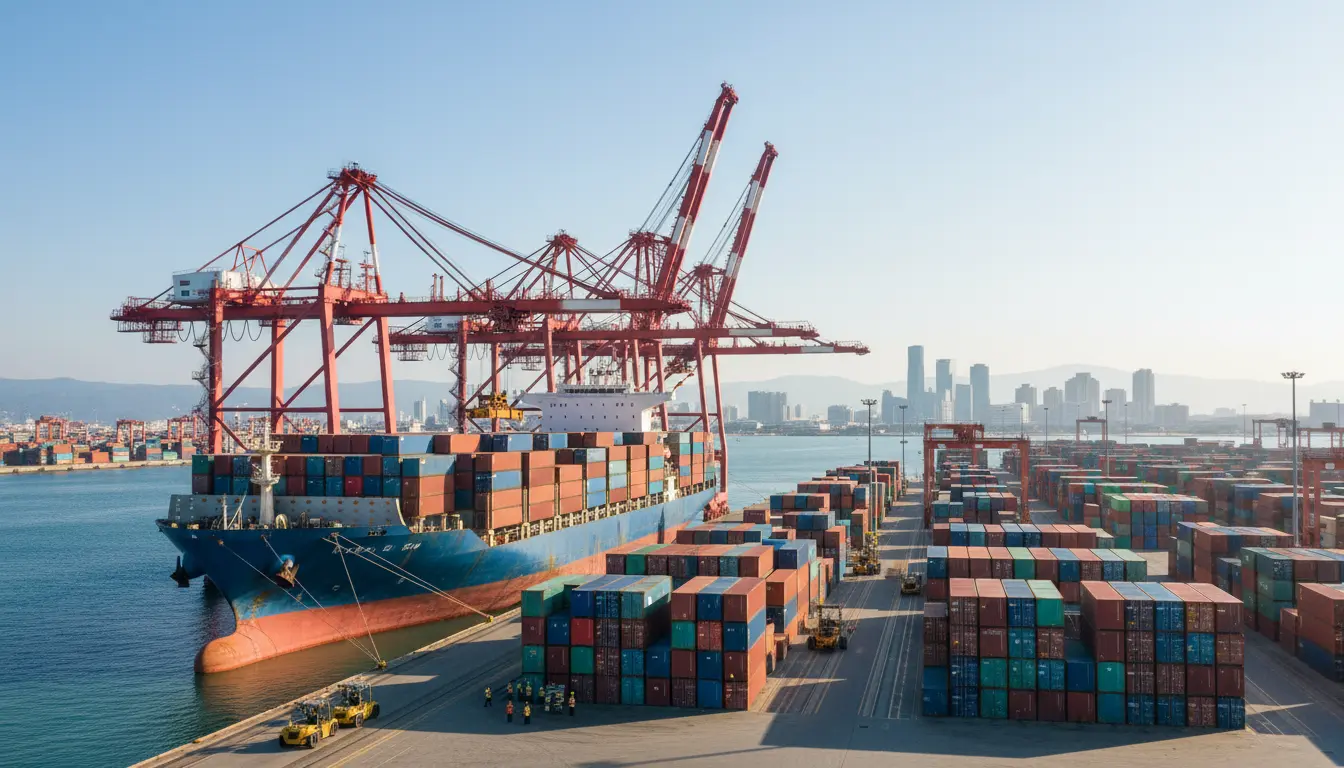Container ship at port